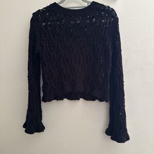 Divided Black Lace Knit Sweater